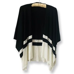 Lauren Ralph Lauren Black Ivory Wrap Poncho